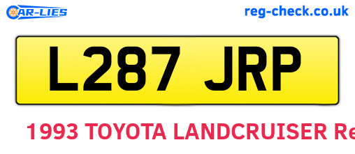 L287JRP are the vehicle registration plates.