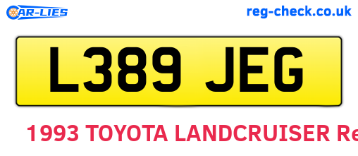 L389JEG are the vehicle registration plates.