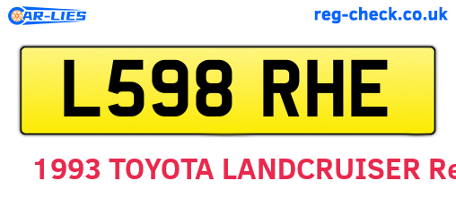 L598RHE are the vehicle registration plates.