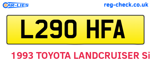 L290HFA are the vehicle registration plates.