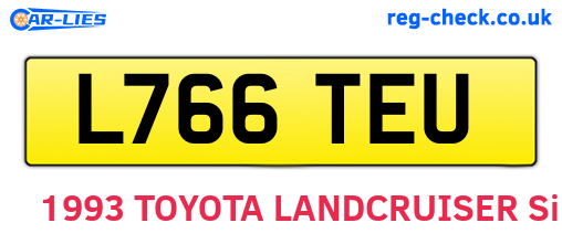 L766TEU are the vehicle registration plates.