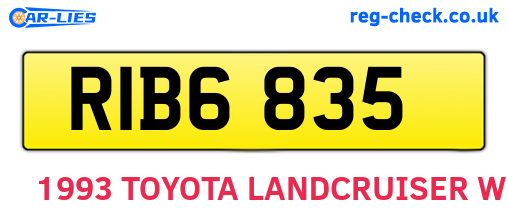 RIB6835 are the vehicle registration plates.