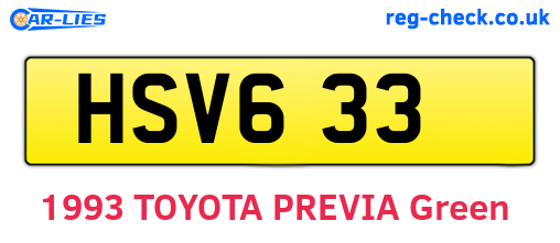 HSV633 are the vehicle registration plates.
