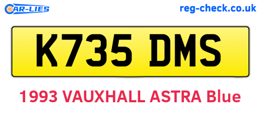 K735DMS are the vehicle registration plates.