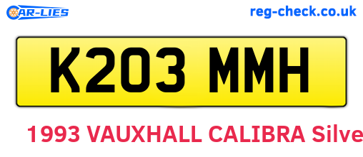 K203MMH are the vehicle registration plates.