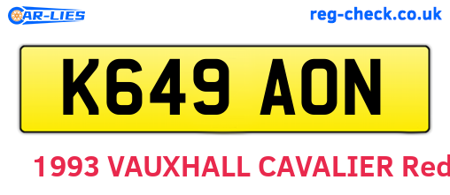 K649AON are the vehicle registration plates.