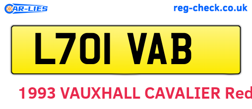 L701VAB are the vehicle registration plates.