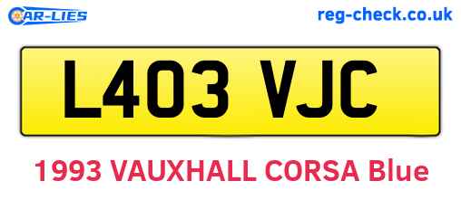 L403VJC are the vehicle registration plates.