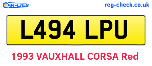 L494LPU are the vehicle registration plates.