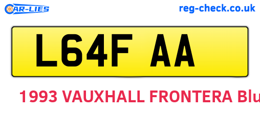 L64FAA are the vehicle registration plates.