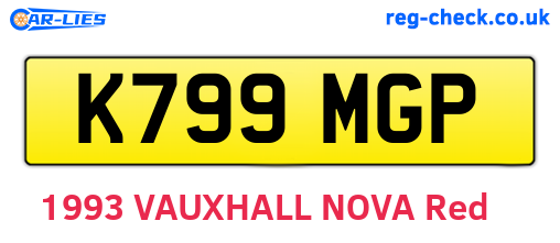 K799MGP are the vehicle registration plates.