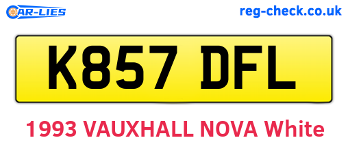 K857DFL are the vehicle registration plates.