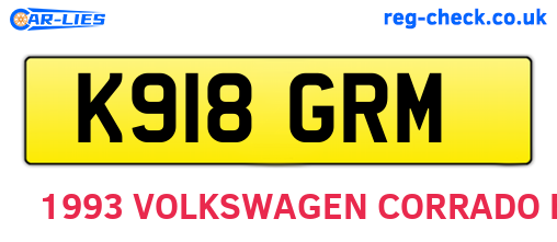 K918GRM are the vehicle registration plates.