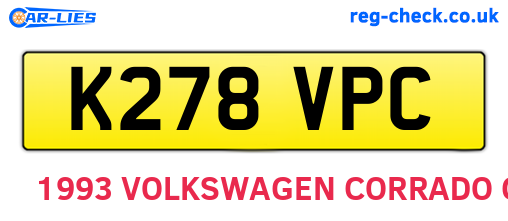 K278VPC are the vehicle registration plates.