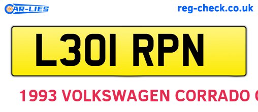 L301RPN are the vehicle registration plates.