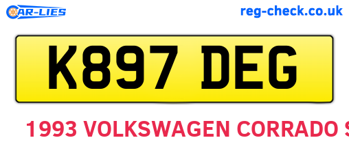 K897DEG are the vehicle registration plates.