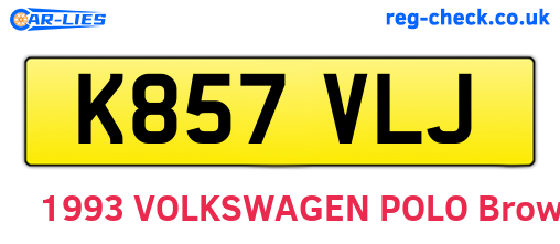K857VLJ are the vehicle registration plates.