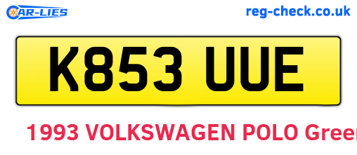 K853UUE are the vehicle registration plates.