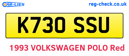 K730SSU are the vehicle registration plates.