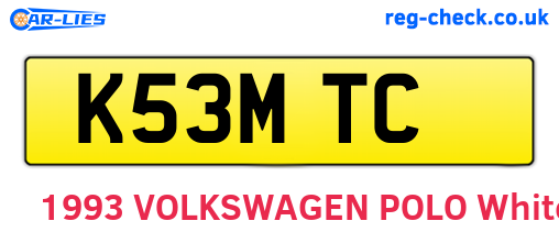 K53MTC are the vehicle registration plates.
