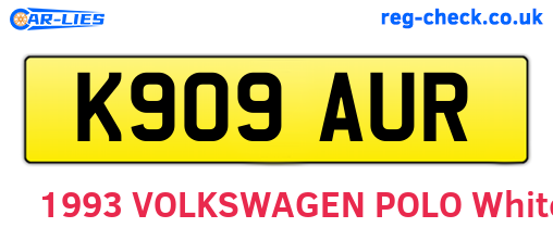 K909AUR are the vehicle registration plates.