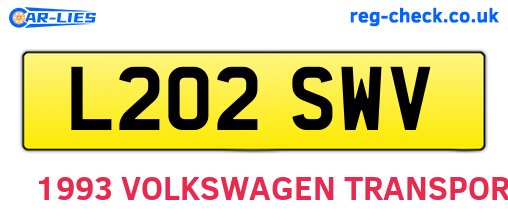 L202SWV are the vehicle registration plates.