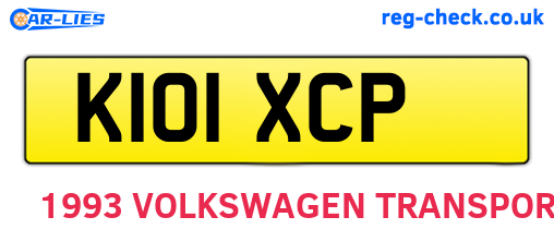 K101XCP are the vehicle registration plates.