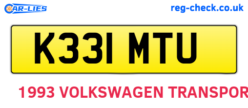 K331MTU are the vehicle registration plates.