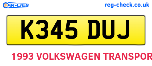 K345DUJ are the vehicle registration plates.