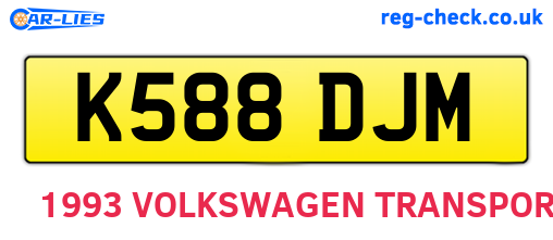 K588DJM are the vehicle registration plates.