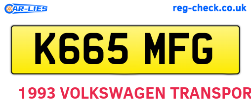 K665MFG are the vehicle registration plates.