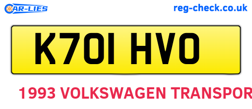K701HVO are the vehicle registration plates.