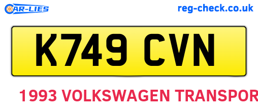 K749CVN are the vehicle registration plates.