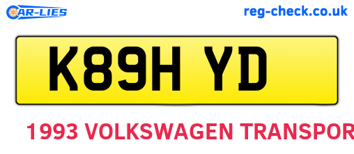 K89HYD are the vehicle registration plates.