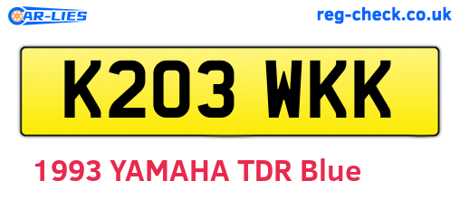 K203WKK are the vehicle registration plates.