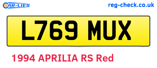 L769MUX are the vehicle registration plates.