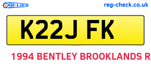 K22JFK are the vehicle registration plates.