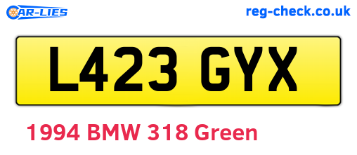 L423GYX are the vehicle registration plates.