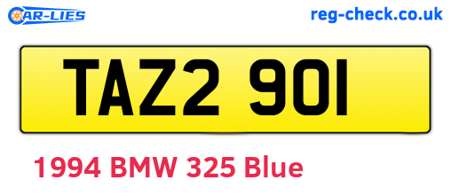 TAZ2901 are the vehicle registration plates.