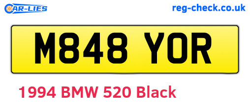 M848YOR are the vehicle registration plates.