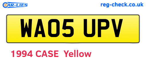 WA05UPV are the vehicle registration plates.