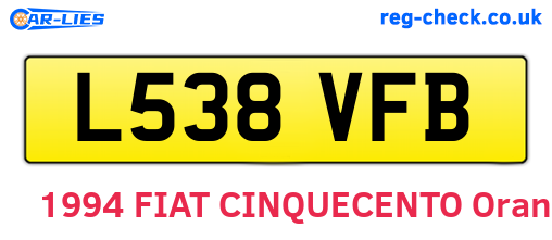 L538VFB are the vehicle registration plates.