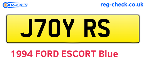 J70YRS are the vehicle registration plates.