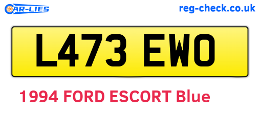 L473EWO are the vehicle registration plates.