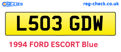 L503GDW are the vehicle registration plates.