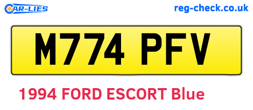 M774PFV are the vehicle registration plates.