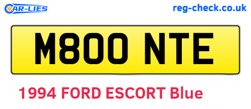 M800NTE are the vehicle registration plates.