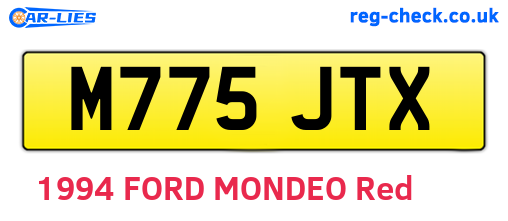 M775JTX are the vehicle registration plates.
