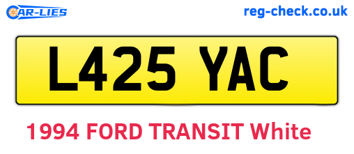 L425YAC are the vehicle registration plates.