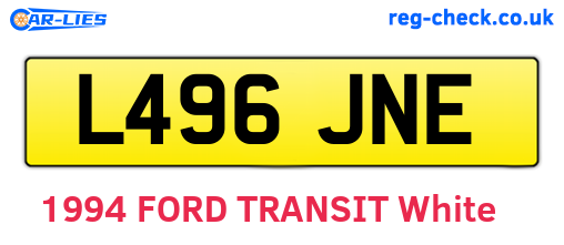 L496JNE are the vehicle registration plates.